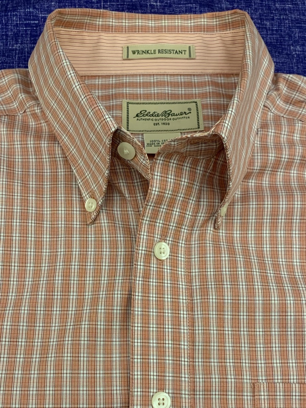 EDDIE BAUER LS All Cotton Wrinkle Resistant Plaid Shirt